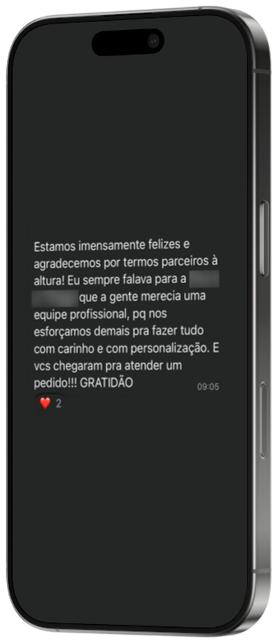 Depoimento de cliente no WhatsApp